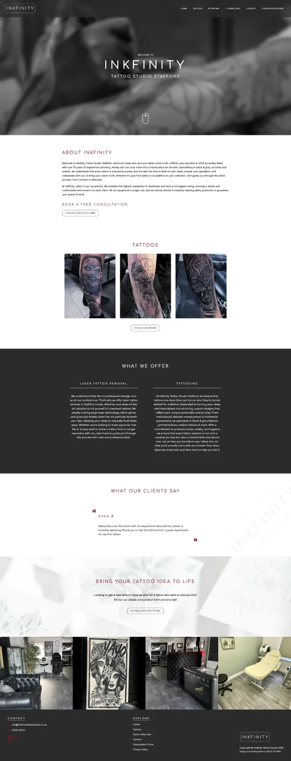Inkfinity web design by Piece of Pixel